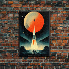 Carregar imagem no visualizador da galeria, Art Deco Style Spaceship, Space Exploration, Science Fiction / SciFi Canvas Print, Ready to Hang Wall Art
