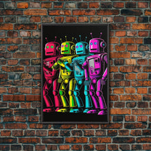 Load image into Gallery viewer, 1950s Style Scifi Robot Art, Art Deco Scifi Poster Art on Canvas, Framed Canvas Print, Game Room Decor
