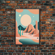 Load image into Gallery viewer, Scandinavian Inspired Midwestern Pop Art, Minimalist Boho Style Desert Landscape, Framed Canvas Print, Western Abstract Art
