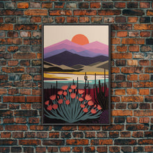 Carregar imagem no visualizador da galeria, Boho Style Mountain Landscape, Minimalist Art, Sunset Over The Mountains
