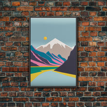 Load image into Gallery viewer, Surrealist Mountain Landscape, Abstract, Framed Canvas Print, Pink Mountains
