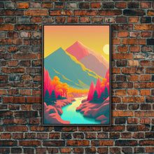 Load image into Gallery viewer, Surrealist Pop Art, Pink Turquoise Landscape Art, Framed Canvas Print, Minimalist Art
