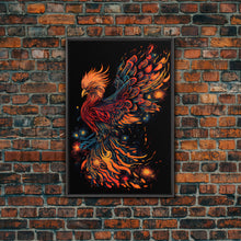 Load image into Gallery viewer, Phoenix In Flames, Retribution, Framed Canvas Print, The Phoenix, Framed Wall Art, Original Painting Phoenix, Fire Chicken

