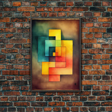 Load image into Gallery viewer, Framed Canvas Print Wall Art Set Color Blocks Abstract Shapes Illustrations Mid Century Modern Wall Art Boho Decor Abstract Wall Art
