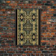 Load image into Gallery viewer, Art Deco Pattern Wall art, Framed Canvas Print, Art Deco, Gold &amp; green art, Framed painting, Black colors, Wonderful art, 1920s Style Art
