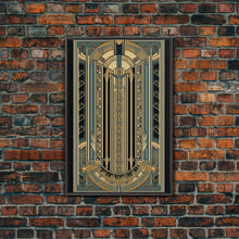 Carregar imagem no visualizador da galeria, Art Deco Pattern Wall art | Framed Canvas Print | Art Deco | Gold &amp; blue art | Wonderful art | Lines art | Geometric art | Living room art
