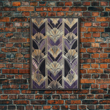 Load image into Gallery viewer, Art Deco Pattern Wall art, Framed Canvas Print, Art Deco, Pattern art, Yellow &amp; purple art, Stained glass art, Abstract nature, Office decor
