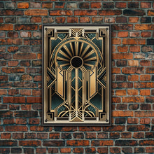 Carregar imagem no visualizador da galeria, Art Deco Wall art - Framed Canvas Print - Art Deco - Gold &amp; green art - Living room art - Original painting - Art with frame - Wall decor
