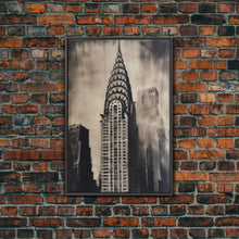 Cargar imagen en el visor de la galería, Chrysler Building Painting Framed Canvas Print, NYC Art, Art Deco Wall Decor, New York City Historic Art
