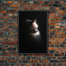 Load image into Gallery viewer, Portrait of a Beautiful Cat Sitting In The Sun, Framed Canvas Print, Cat Art, Cat Photography, Cat Wall Art
