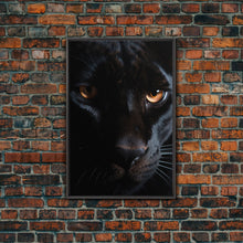 Load image into Gallery viewer, Portrait Of A Predator, Black Cat, Black Panther Photography, Framed Canvas Print, Wood Frame Wall Art
