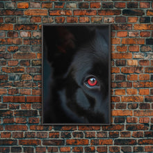 Carregar imagem no visualizador da galeria, Animal Prints, Black Wolf With Red Eyes, Portrait Of A Wolf, Framed Canvas Print, Wolf Photography Art

