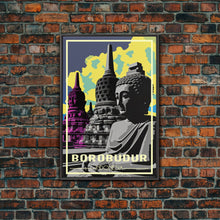 Load image into Gallery viewer, Indonesia Wall Art, Borobudur Temple, Java, Travel Wall Print, Travel Poster, Travel Artwork, Travel Wall Art, Canvas Wall Print
