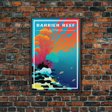 Load image into Gallery viewer, Barrier Reef Art Print, Australia Poster, Queensland Poster, Travel Wall Print, Travel Poster, Travel Wall Art, Canvas Wall Print
