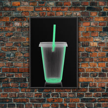 Load image into Gallery viewer, Disposable Plastic Cup Wall Art, Green Cup, Kitchen Wall Art, Minimalist Print, Wall Decor, Canvas Print, Wall Art, Framed Canvas
