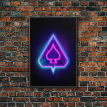 Load image into Gallery viewer, Glowing Neon Lights Pink Spades Wall Decor, Poker Wall Art, Cards, Minimalist Print, Wall Decor, Canvas Print, Wall Art, Framed Canvas
