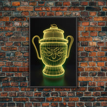 Load image into Gallery viewer, 3D Trophy Wall Decor, Yellow Art Print, Glowing Art, Minimalist Print, Wall Decor, Canvas Print, Wall Art, Framed Canvas
