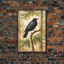 Load image into Gallery viewer, Crow Wall Art, Black Bird Wall Decor, Animal Wall Art, Trees, Nature, Modern Print, Wall Decor, Canvas Print, Wall Art, Framed Canvas
