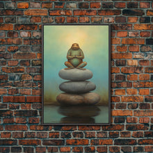 Carregar imagem no visualizador da galeria, Frog Wall Art, Frog Balancing On Rocks, Zen Animal Wall Art, Nature, Modern Print, Wall Decor, Canvas Print, Wall Art, Framed Canvas
