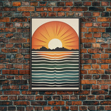 Load image into Gallery viewer, Sunset Sunrise Boho Wall Decor, Framed Canvas Print Or Poster, Sunset Framed Wall Hanging, Minimalist Art Deco Retro Wall Art
