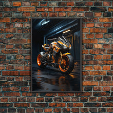 Carregar imagem no visualizador da galeria, Futuristic Cyberpunk Motorcycle Concept Art, Sport Bike Canvas Print
