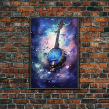 Cargar imagen en el visor de la galería, Galaxy Banjo Gift, Banjo Wall Art Canvas Print, Country Music Art, Guitar Art, Banjo Poster Print, Banjo Gifts, Musical Art
