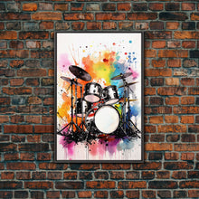 Carregar imagem no visualizador da galeria, Drum Art, Gift For Drummer, Framed Canvas Print, Studio Art, Music Studio Decor, Drum Set

