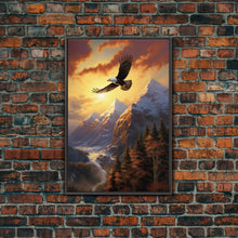 Load image into Gallery viewer, Eagle Wall Art, Mountain Art Print, Animal Art, Nature Print, Canvas Print, Wall Art, Vertical Art, Gift For Boss, Camper Wall Decor
