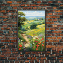 Load image into Gallery viewer, Countryside Wall Art, Wildflowers Wall Art, Meadow Wall Print, Canvas Print, Wall Art, Vertical Art, Country Wall Art, Landscape Art
