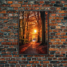 Carregar imagem no visualizador da galeria, Fall Forest Art, Trees Art Print, Nature Wall Art, Sunset Art, Canvas Print, Wall Art, Vertical Art, Dining Room Prints, Hostess Gift
