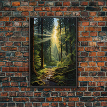 Carregar imagem no visualizador da galeria, Forest Wall Print, Trees Art Print, Sunset Canvas Print, Wall Art, Vertical Art, Landscape Print, Gift For Boss, College Dorm Decor
