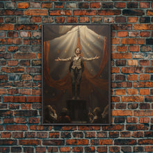 Load image into Gallery viewer, The Macabre Circus, Spooky Cursed Circus Act, Framed Canvas Print, Halloween Poster Art, Horror Prints, Victorian Circus Act
