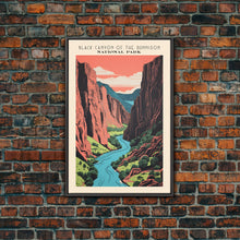 Carregar imagem no visualizador da galeria, Black Canyon Of The Gunnison National Park Travel Art, National Park Art, Minimalist Travel Art, Midcentury Modern Style Landscape Painting
