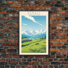 Load image into Gallery viewer, Denali National Park Travel Poster Print, Canvas Print Wall Art, Alaska Travel Art, Midcentury Modern Travel Decor, MCM Wall Art
