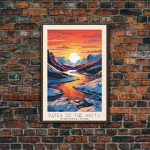 Load image into Gallery viewer, Gates of the Arctic National Park Travel Poster Art, Canvas Print Wall Art, Alaska Travel Art, Midcentury Modern Travel Decor, MCM Wall Art
