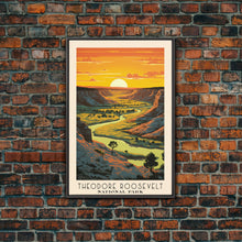 Carregar imagem no visualizador da galeria, Theodore Roosevelt National Park Travel Art, National Park Print, Minimalist Travel Art, Midcentury Modern Style Landscape Painting
