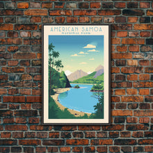 Carregar imagem no visualizador da galeria, American Samoa National Park Vatia Travel Art, National Park Print, Minimalist Travel Art, Midcentury Modern Style Landscape Painting
