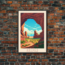 Carregar imagem no visualizador da galeria, Arches National Park Utah Travel Art, National Park Print, Minimalist Travel Art, Midcentury Modern Style Landscape Painting
