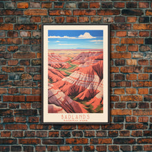 Carregar imagem no visualizador da galeria, Badlands National Park South Dakota Travel Art, National Park Print, Minimalist Travel Art, Midcentury Modern Style Landscape Painting
