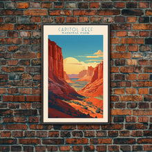 Carregar imagem no visualizador da galeria, Capital Reef National Park Travel Poster Print, Canvas Print Wall Art, Utah Travel Art, Midcentury Modern Travel Decor

