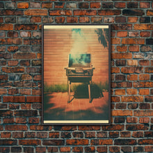 Load image into Gallery viewer, Barbecue Grill, Farmhouse Wall Art, Outdoors Art, Grill Gifts, Canvas Print, Wall Hanging, Portrait Art, Man Cave Art, Office Wall Decor
