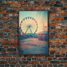 Load image into Gallery viewer, Ferris Wheel, Theme Park, Carnival Rides, Canvas Print, Wall Hanging, Portrait Art, New Homeowner Gift, Modern Home Decor, Bookshelf Decor
