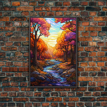 Carregar imagem no visualizador da galeria, Beautiful Fall Decor, Framed Canvas Print, Mosaic / Stained Glass Style Painting, Gliclee Print, Autumn Decor, Thanksgiving Decorations
