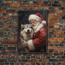 Cargar imagen en el visor de la galería, Santa Claus and his Alaskan Malamute, Christmas Wall Art, Dog Gift, Christmas Dog, Winter Wall Art, Santa Decor, Santa Art Print
