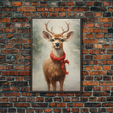 Carregar imagem no visualizador da galeria, Cute Buck Dressed For Christmas, Christmas Decor, Woodland Animals, Christmas Wall Art, Winter Decor, Holiday Decor, Seasonal Decor
