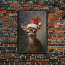 Carregar imagem no visualizador da galeria, Cute Christmas Deer - Farmhouse Christmas Decor - Fawn Dressed For Christmas - Xmas Decor - Christmas Wall Art- Holiday Decorations

