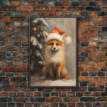 Carregar imagem no visualizador da galeria, Cute Christmas Red Fox - Farmhouse Christmas Decor - Fawn Dressed For Christmas - Xmas Decor - Christmas Wall Art- Holiday Decorations
