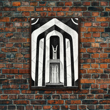 Carregar imagem no visualizador da galeria, Art Deco Black And White Art Print, Art Deco Architecture, Framed Canvas Print, Ready To Hang Framed Wall Art, Living Room Wall Hanging
