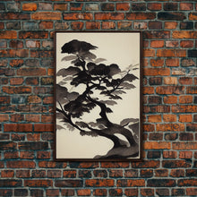 Carregar imagem no visualizador da galeria, Black and White Japanese Maple Tree, Framed Canvas Print, Ready To Hang Framed Wall Art, Living Room Wall Hanging
