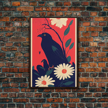 Load image into Gallery viewer, Crow Portrait, surrealist bird art, Framed Canvas Print, Ready To Hang Framed Wall Art, Living Room Decor
